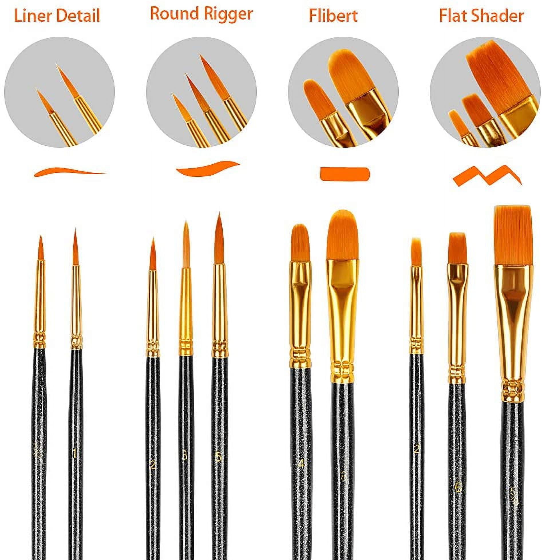 50 Pcs Nylon Hair Paint Brushes Set Artist Paintbrush Lot Multiple Mediums  Brushes For Watercolor Gouache Oil Painting Great Art Drawing Supplies