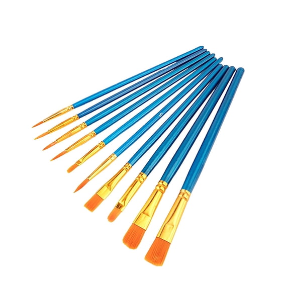 Paint Brushes Set, 10 Pcs Round Pointed Tip Nylon Hair Artist Acrylic Paint Brushes for Acrylic Oil Watercolor, Face Nail Art, Miniature Detailing & Rock Painting (Blue) Multisize