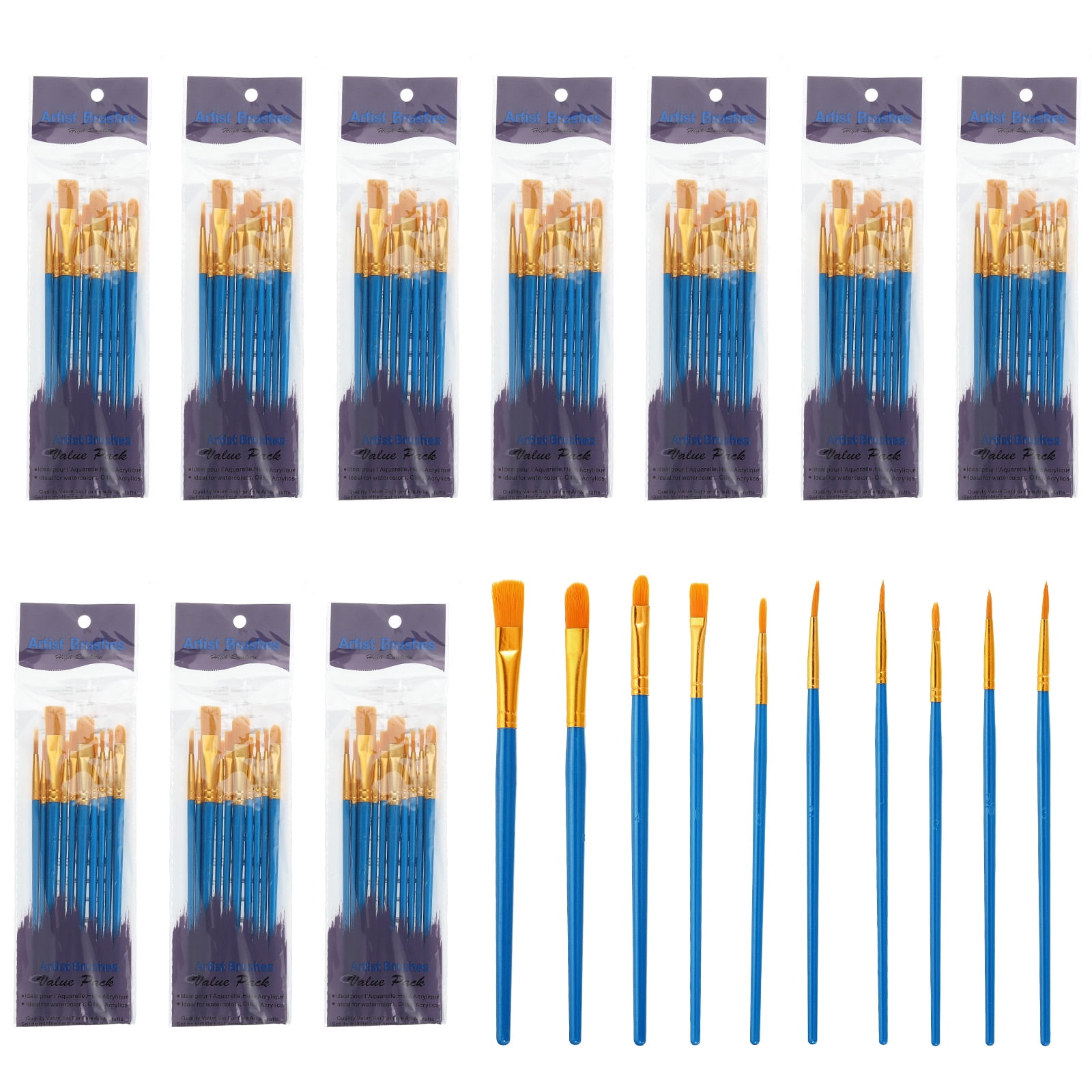 Paint Brushes Set, 100Pcs Acrylic Paint Brush Nylon Hair for Watercolor Oil Painting Miniature Detailing Rock Painting, Dark Blue