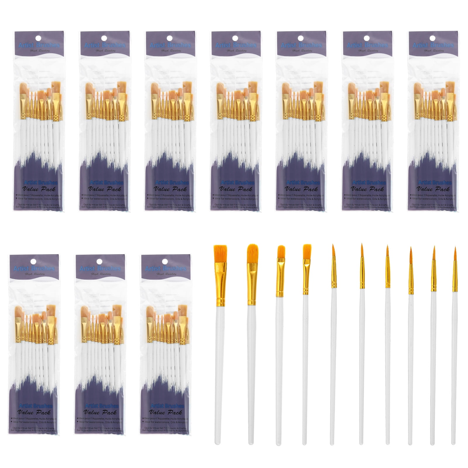 Paint Brushes Set, 100Pcs Acrylic Paint Brush Nylon Hair for Watercolor Oil Painting Miniature Detailing Rock Painting, White