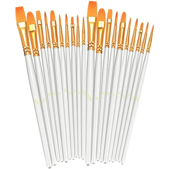 Paint Brushes Set, 2 Pack 20 Pcs Round-Pointed Tip Nylon Hair Artist Acrylic Paint Brushes for Acrylic Painting Oil Watercolor, Face Nail Art, Canvas, Miniature Detailing & Rock Painting, Blue