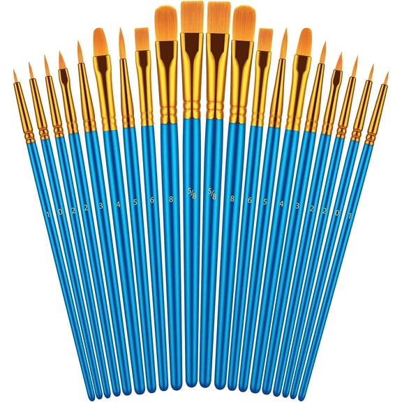 Paint Brushes Set, 20 Pcs Paint Brushes for Acrylic Painting, Oil Watercolor Acrylic Paint Brush, Artist Paintbrushes for Body Face Rock Canvas, Kids Adult Drawing Arts Crafts Supplies, Blue