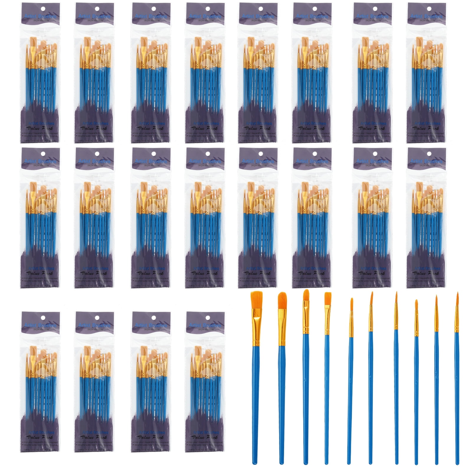 Paint Brushes Set, 200Pcs Acrylic Paint Brush Nylon Hair for Watercolor Oil Painting Miniature Detailing Rock Painting, Dark Blue