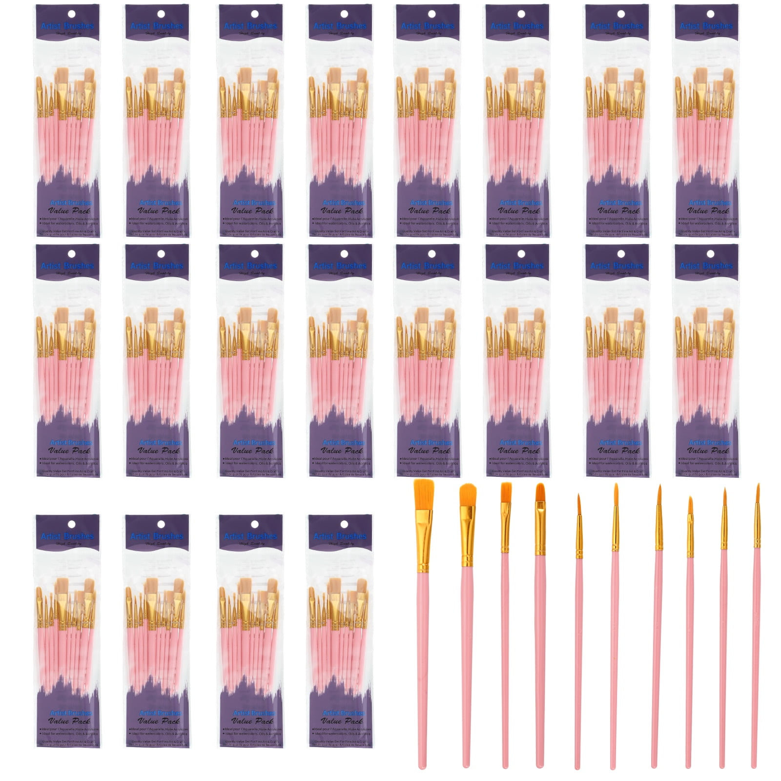 Paint Brushes Set, 200Pcs Acrylic Paint Brush Nylon Hair for Watercolor Oil Painting Miniature Detailing Rock Painting, Red