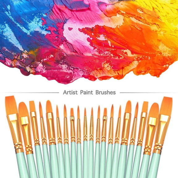 Paint Brushes Set, 4 Pack 40 Pcs Round Pointed Tip Paintbrushes Nylon Hair Artist Acrylic Paint Brushes for Acrylic Oil Watercolor, Face Nail Art, Miniature Detailing & Rock Painting, Green