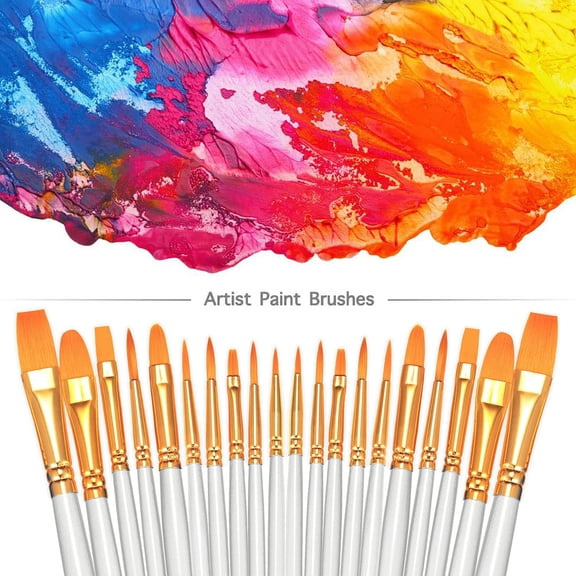 Paint Brushes Set, 4 Pack 40 Pcs Round Pointed Tip Paintbrushes Nylon Hair Artist Acrylic Paint Brushes for Acrylic Oil Watercolor, Face Nail Art, Miniature Detailing & Rock Painting, White