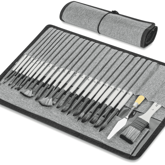 Xueyu Acrylic Paint Brushes Set, 24PCS Watercolor Brushes Painting Brush for All Purpose Oil Watercolor Painting Artist Professional Kits