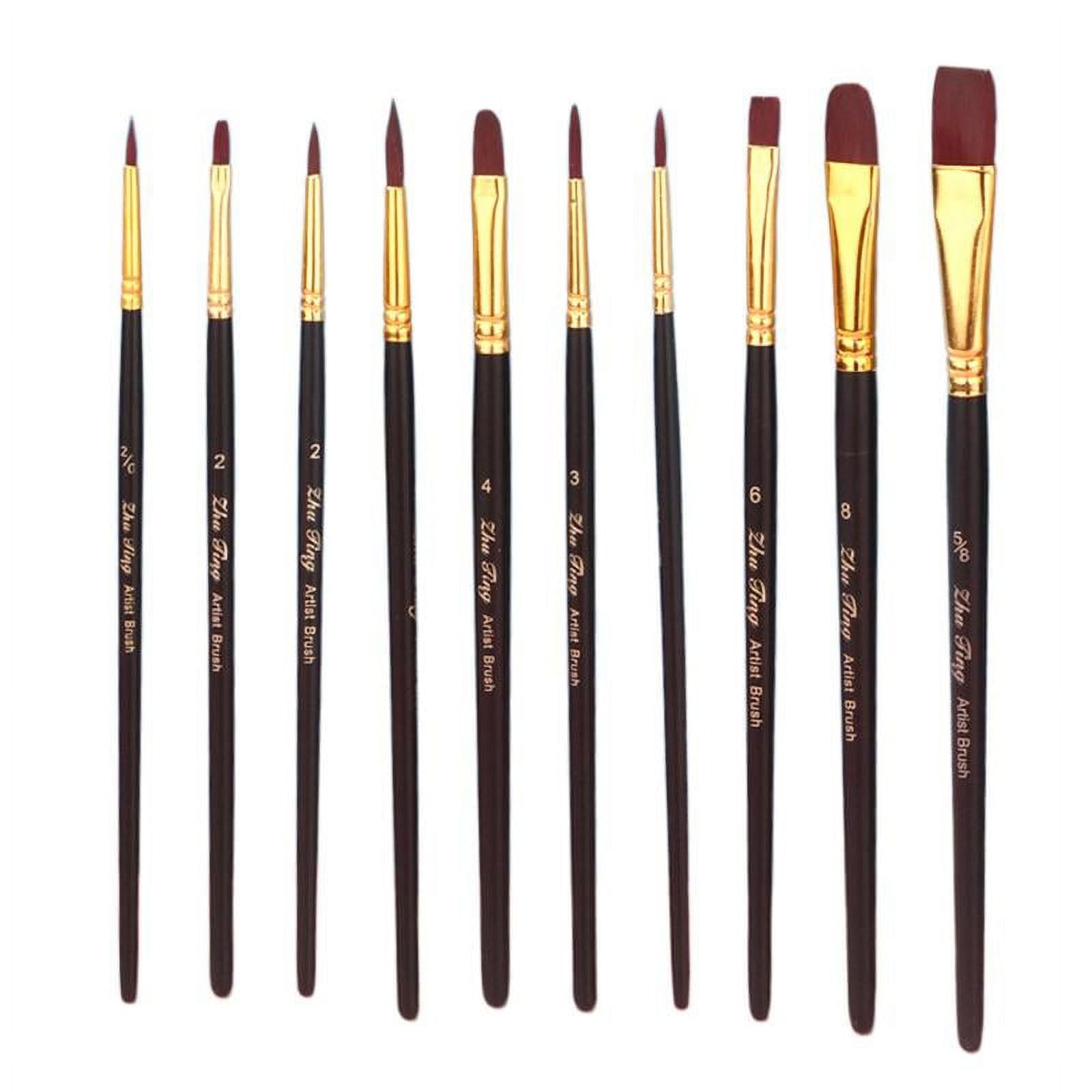 Paint Brushes Set Wood Handle AntiShedding Soft 10Pcs Artist