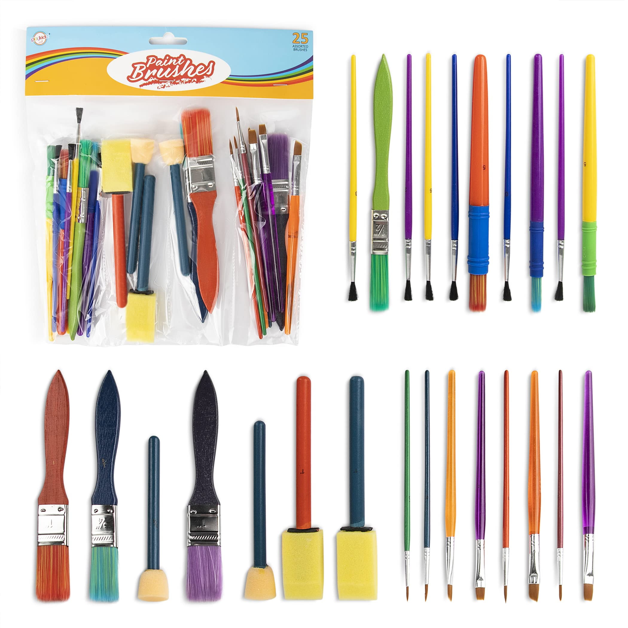 Loomini 27pc Kids Paint Kit Set: Brushes, Canvas, Tabletop Easel - Bonus Paint  Supplies - Ages 8-12 