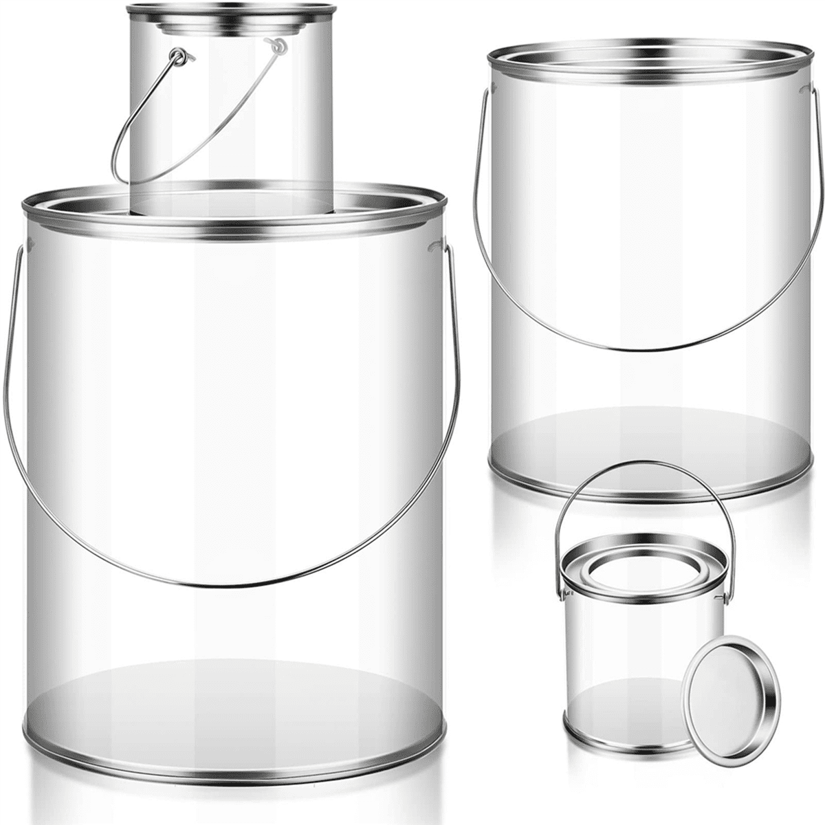 Paint Bucket Clear Bucket with Metal Lids and Handle Decorative Clear ...