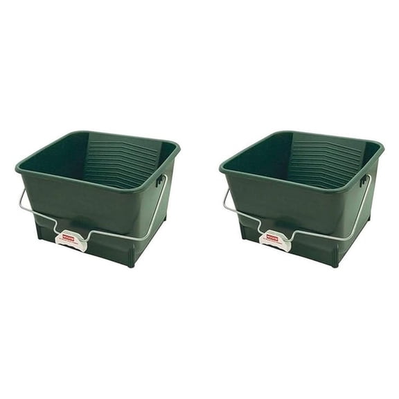 Paint Buckets 4 Gallon - 2 Pack Green - Heavy Duty Polypropylene Paint Pails with Roll-Off Area & Bail - Construction Buckets for Paint, Cleaning, and More