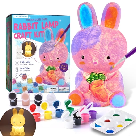 Paint Your Own Bunny Lamp Kit, Arts & Crafts Painting Kit for Kids 3 4 5 6, Art Supplies School Activities, Birthday Easter Gift for Girls Ages 6+