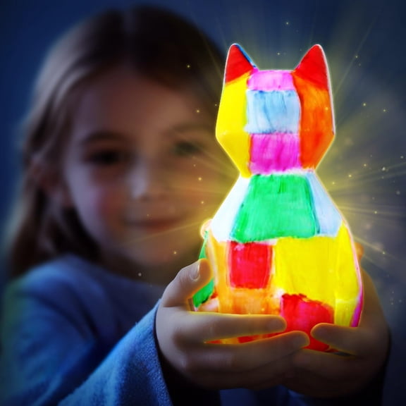 Paint Your Own Bunny Lamp Kit, Painting Kit for Kids,DIY Painted Graffiti Creatives Modeling Animals Glowing Toy White Embryo Doll Small Night Light Painting Set Toy, Painted Birthday Christmas Gifts