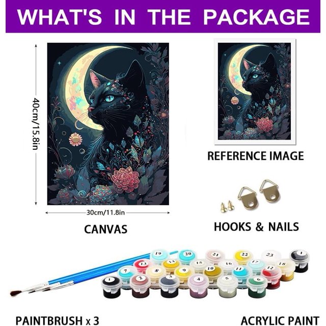 Paint By Number For Adults, Diy Cat Oil Painting For Adults Paint By