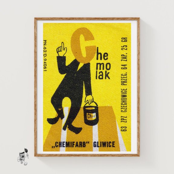 Paint Can Figure Czech Matchbox Wall Art Decor Unframed Paper Print