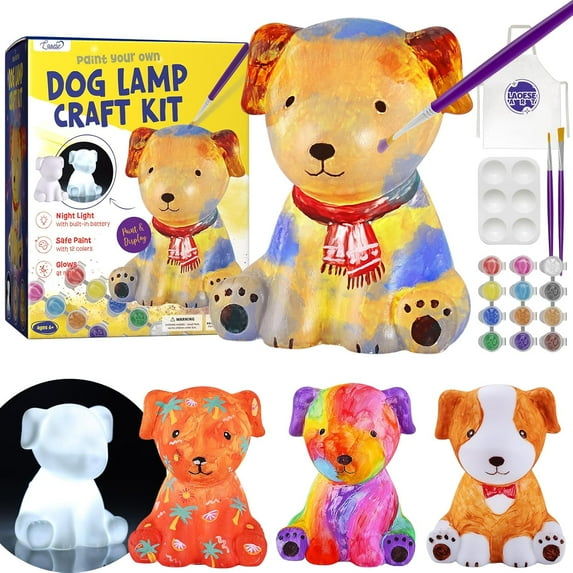 Paint Your Own Dog Lamp Kit, Art Supplies Arts & Crafts Kit, Painting kit for Kids 6-12, Arts and Crafts for Kids Ages 8-12, Toys Girls Boy Birthday Gift Ages 6 7 8 9 10 11 12+