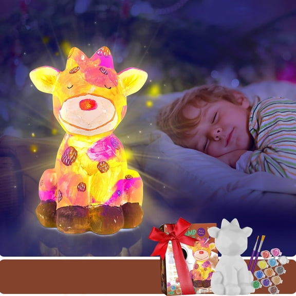 Paint Your Own Dog Lamp Kit Kid's DIY Painted Graffiti Creatives Modeling Animals Glowing Toy Soft Rubber White Embryo Doll Small Night Light Painting Set Toy