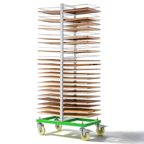 Paint Drying Rack, 50-Shelf Heavy Duty Steel Cabinet Door Painting Rack with Locking Casters, Stable No-Sag Drying Storage Rack for Cabinet Doors