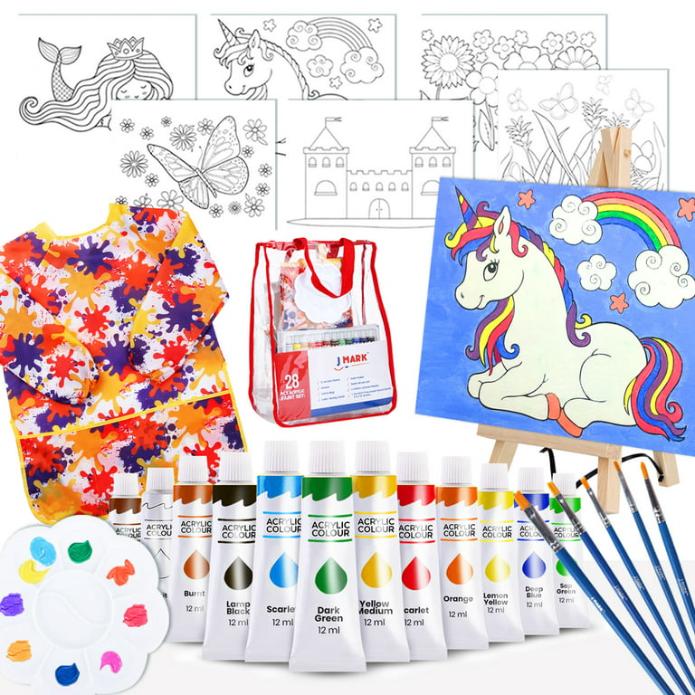 Paint Easel Kids Art Set- 28-Piece Acrylic Painting Supplies Kit