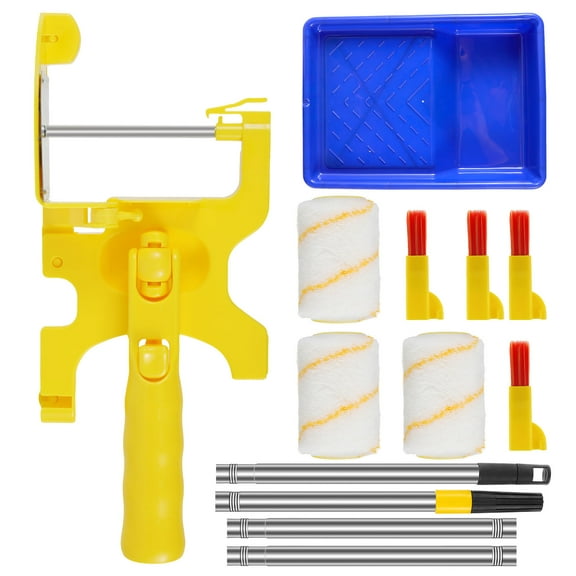 Paint Edger Roller Brush Kit Clean-Cut Wall Paint Roller Handheld Paint Edger Combo Set Trimming Color Separation Paint Roller with Extension Pole and Tray for Window Door Wall