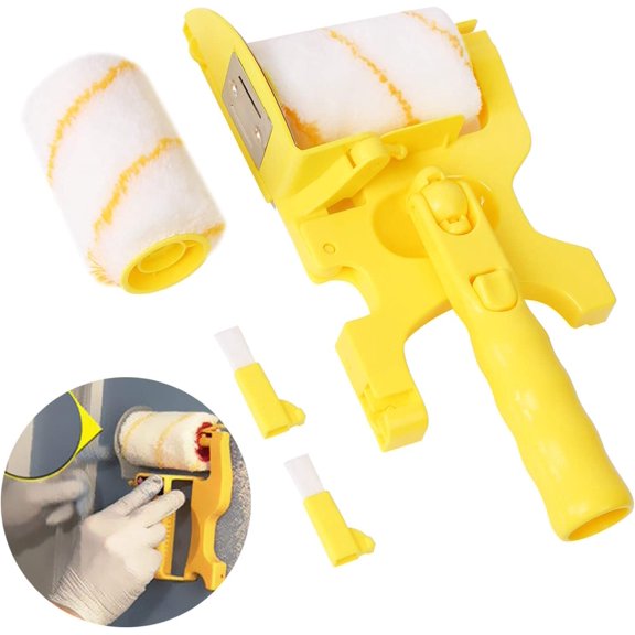 Paint Edger Roller Brush, Multifunctional Hand-held Clean-Cut Paint Edger Roller Brush Portable Tool Kit, Pole Mountable with Roller and Brush for Home Room Wall Ceiling Painting