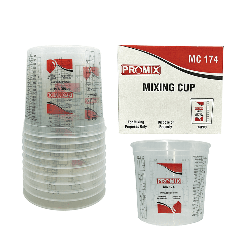 TCP Global 10 Ounce (300ml) Disposable Flexible Clear Graduated Plastic  Mixing Cups - Box of 50 Cups & 50 Mixing Sticks - Use for Paint, Resin,  Epoxy