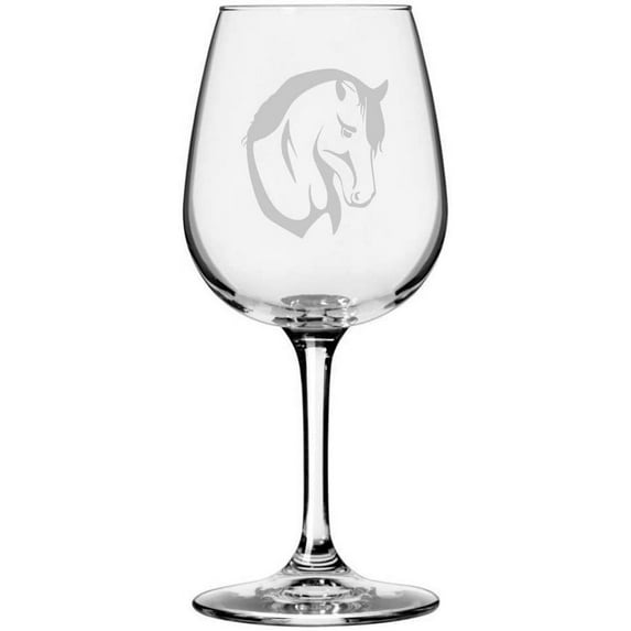 Paint Face Horse Themed Etched All Purpose 12.75oz Libbey Wine Glass
