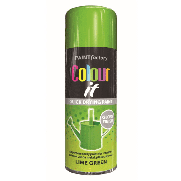 Paint Factory Lime Green Gloss Finish Spray Paint 400ml