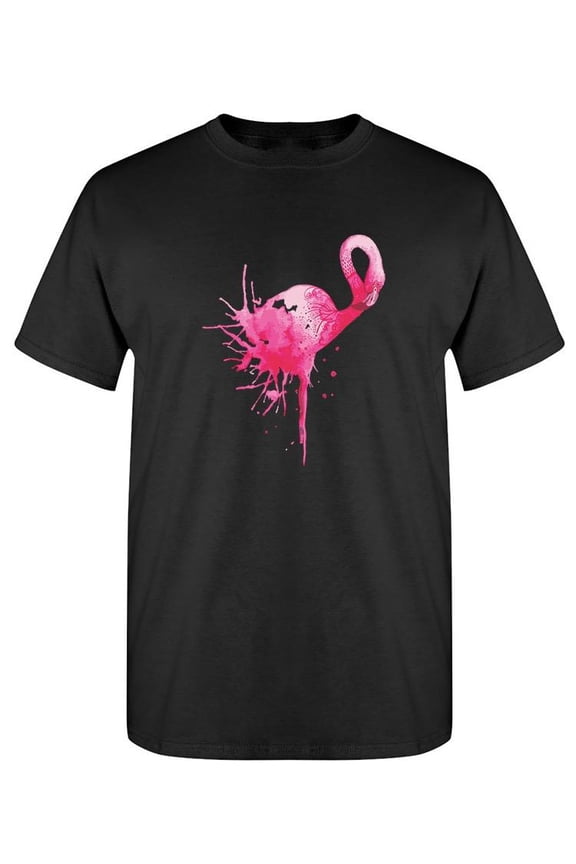 Paint Flamingo T-Shirt Men -SPIdeals Designs, Male 5X-Large