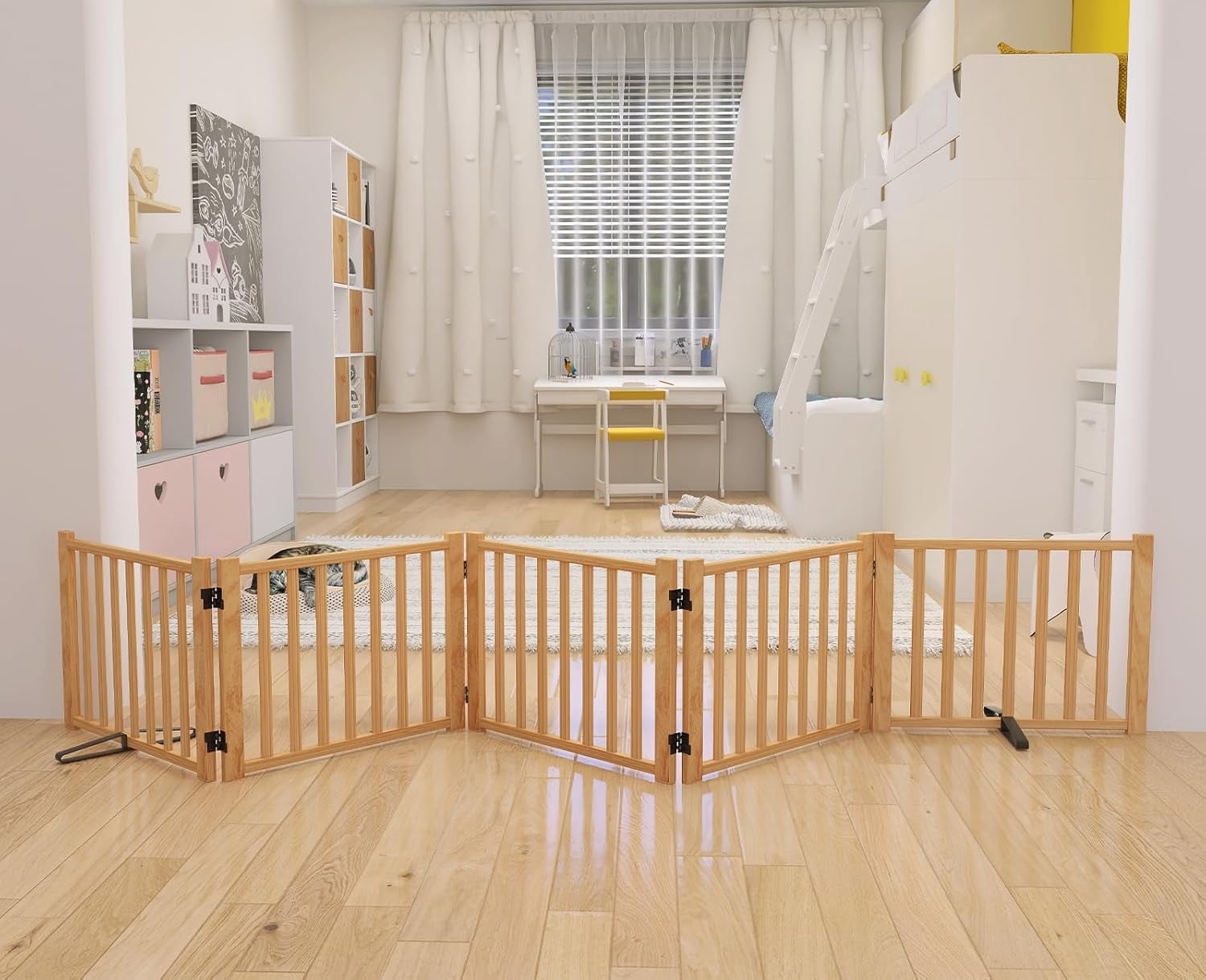 Paint-Free Wooden Freestanding Dog Gates, Wooden Indoor Dog...