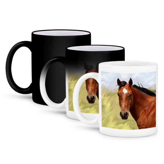 3dRose, Paint Horse Portrait, 11oz Magic Transforming Mug