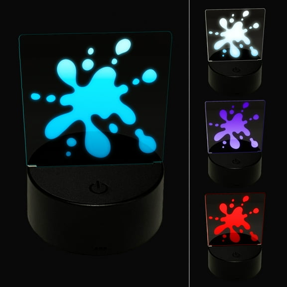 Paint Ink Blood Spatter Splat Drip LED Night Light Sign 3D Illusion Desk Nightstand Lamp