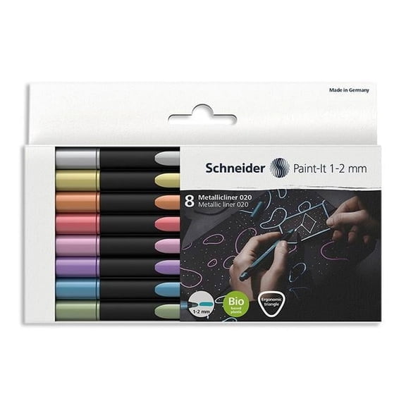 Paint-It 020 Metallic Liners Markers, 8 Count
