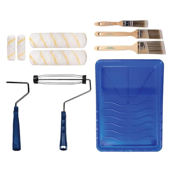 Paint Kit - 10-Piece All-in-One Plastic Tray with & Brushes Painting Set for All Paints & Stains
