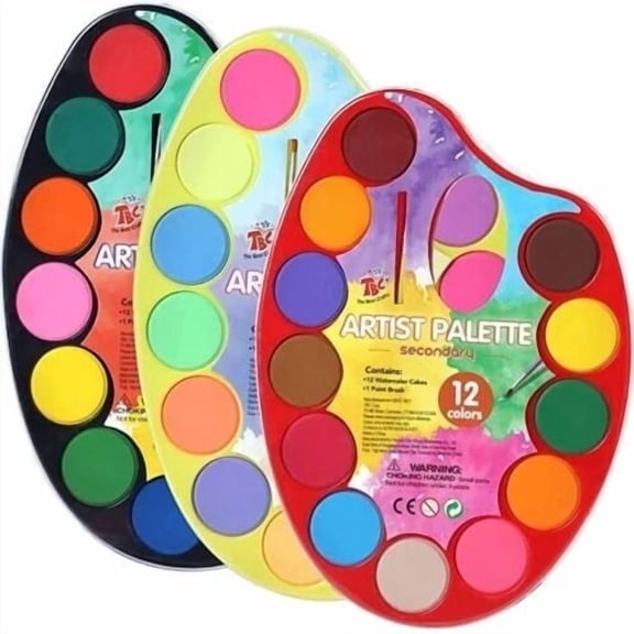 Paint Kit for Kids 36 Colors with Brush, Water Paint Set, 3 Individual Palette