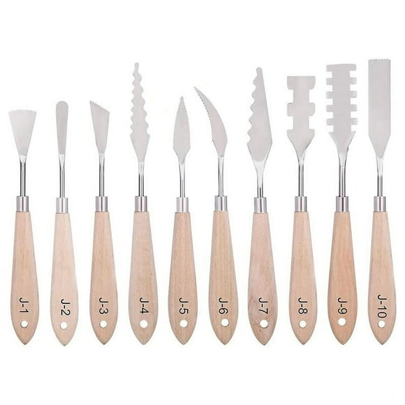 Paint Knife Set - 10Pcs Stainless Steel Palette Knife Painting Tools Metal Knives Wood Handle