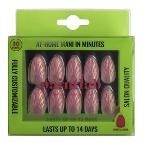 PaintLab Short Almond Press On Nails 3D, Mermaid Shell, Pink, 30 Count