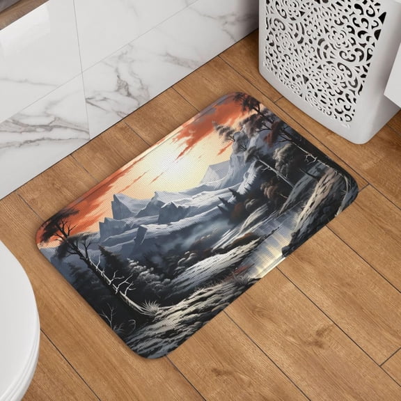 Paint Landscape Doormat Welcome Door Mat Non-Slip Absorbent Bath Rug Oft Washable Floor Mat Carpet 16 X 24 Inch for Stylish Kitchen Bedroom Bathroom Decor