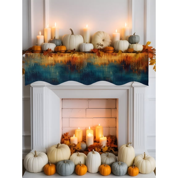 Paint Layers Mantel Scarf for Fireplace 60 x 17 inches Abstract Orange Blue Brown Splatter Overlay Textured Fireplace Mantle Scarf Cover Autumn Mantel Top Runner for Home Festive Party Supplies