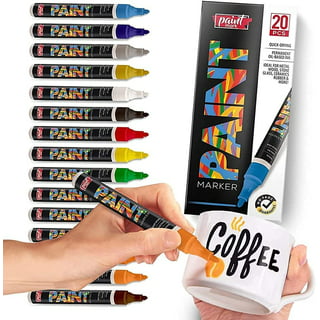 PINTAR Earth Tone Markers Medium Tip - Colors for Earth Watercolor Paint  Pens - Earth Paint Kit Markers - Acrylic Paint Pens for Rock Painting,  Wood, Glass, Leather, Shoes - Pack of 20, 5.0 mm 