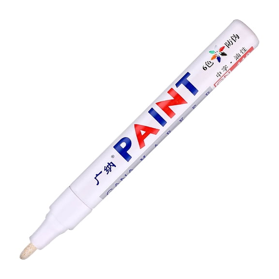 Paint Marker Pen 5ML for Car Tires, Rubber, Metal, Wood & Glass, Multi-Surface Durable Oily Ink, Bright & Unfading, Smooth Writing, Ideal for Automotive Lettering, DIY, Crafts, Garage Use, White