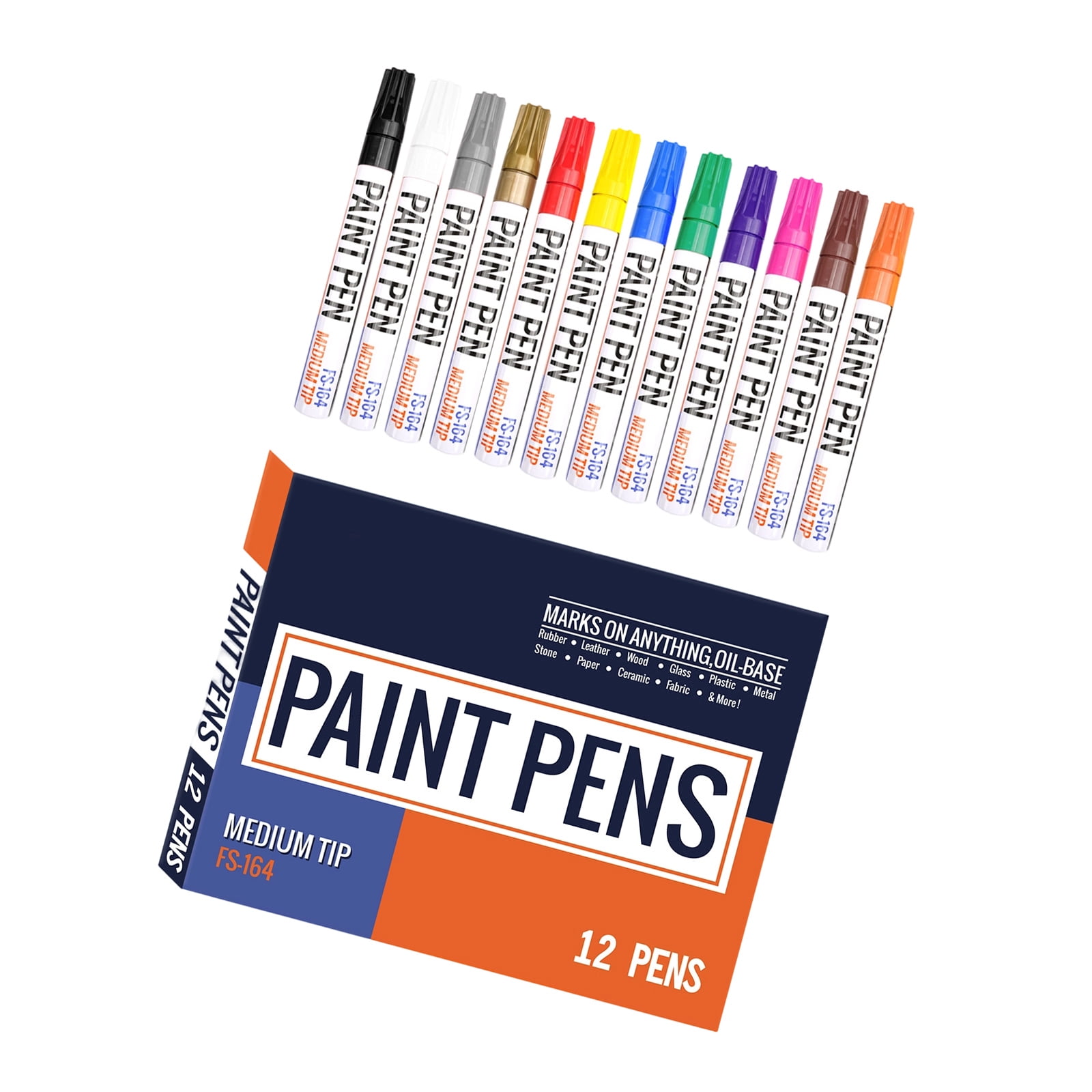 Paint Marker Set with 12 Color and Quick-Drying Oil-Based Ink for ...