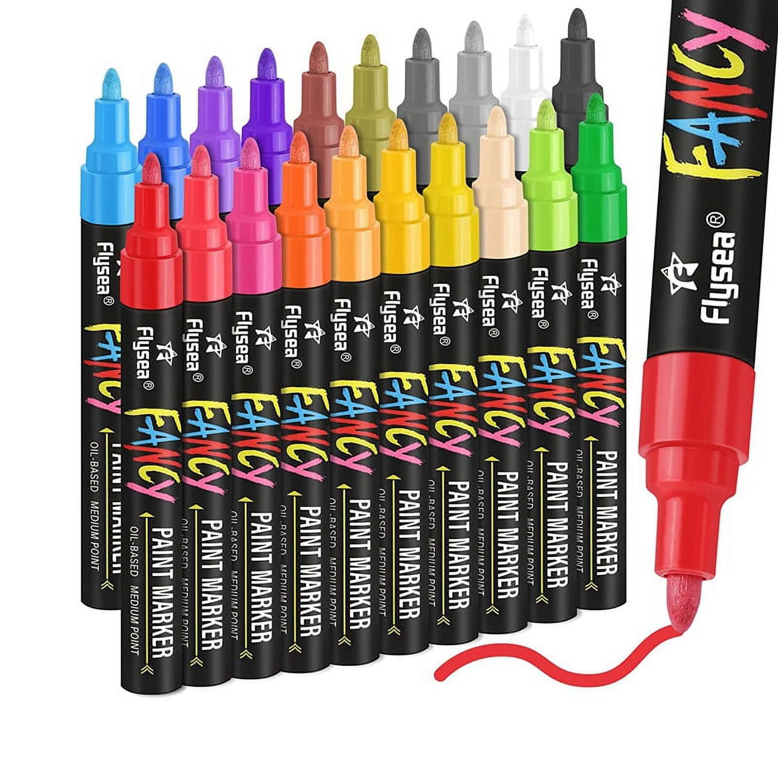 Black Paint Pens, Emooqi 6 Pack 0.7mm Acrylic White Permanent