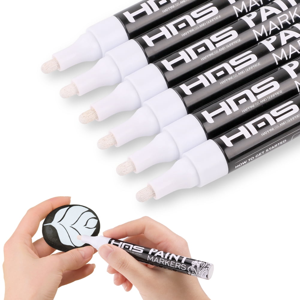6Pcs/set White Acrylic Paint Pen for Rock Painting, Stone, Ceramic, Glass,  Wood, Tire, Fabric Metal, Canvas Extra-fine Tip White - AliExpress