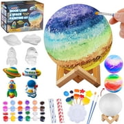 Paint Your Own Moon Lamp Kit, Cool DIY 3D Space Moon Night Light, Art Supplies, Arts and Crafts for Kids, Toys Girls Boy Birthday Gift Ages 3 4 5 6 7 8 9 10 11 12+