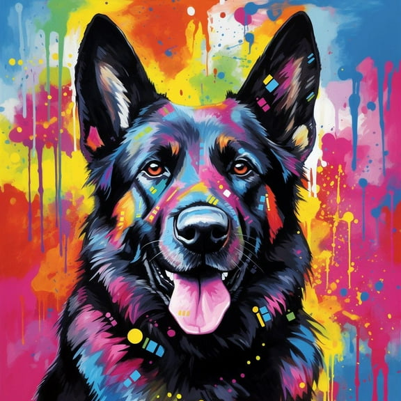 Paint by Number for Adult -Colorful dog German Shepherd (4) , DIY Acrylic Paint by Numbers for Adults Beginner Oil Painting by Number on Canvas for Home Wall Decor 16x20inch-
