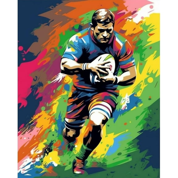 Paint by Number for Adult Kit, Rugby (2), DIY Acrylic Paint by Numbers for Adults Beginner Oil Painting by Number on Canvas for Home Wall Decor 16x20inch-