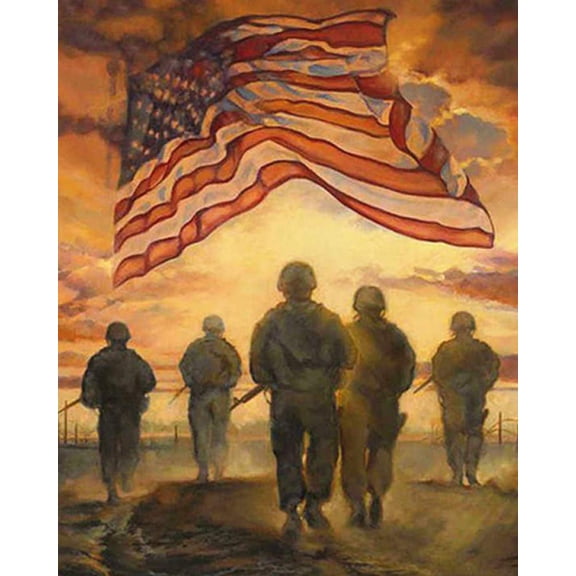 Paint by Number for Adults-American Army- Acrylic Easy Paint by Numbers for Adults Beginner DIY Painting by Numbers for Gift Home Wall Decor 16W x 20L-