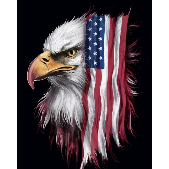 Paint by Number for Adults - Eagle under the Stars and Stripes 2- Acrylic Easy Paint by Numbers for Adults Beginner DIY Painting by Numbers for Gift Home Wall Decor 16”W x 20”L-