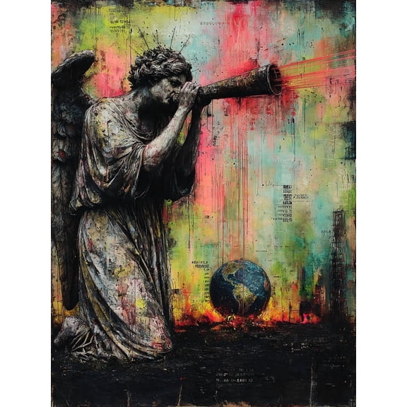 Paint by Numbers Adult DIY Hand Painted Angel's Doomsday Prophecy Oil Painting Canvas Kits with Brush and Acrylic Gifts and Home Decoration Without Frame 40 x 50 cm